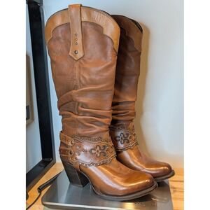 Cuadra Cowgirl Womens Boots Golden Color Cowhide Leather Women SZ 6.5 E1